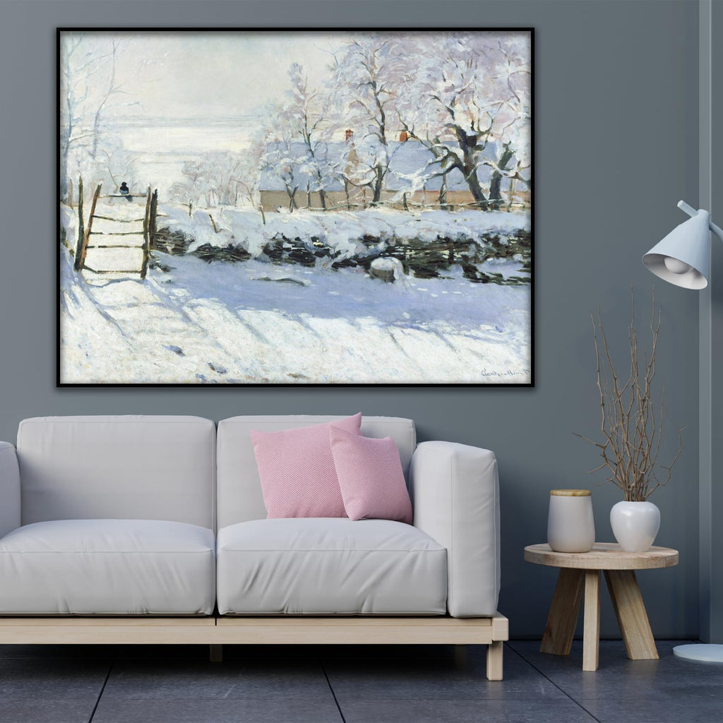 Claude Monet Canvas Wall Art - The Magpie Giclee Print Poster - World Classic Art Reproductions - Famous
