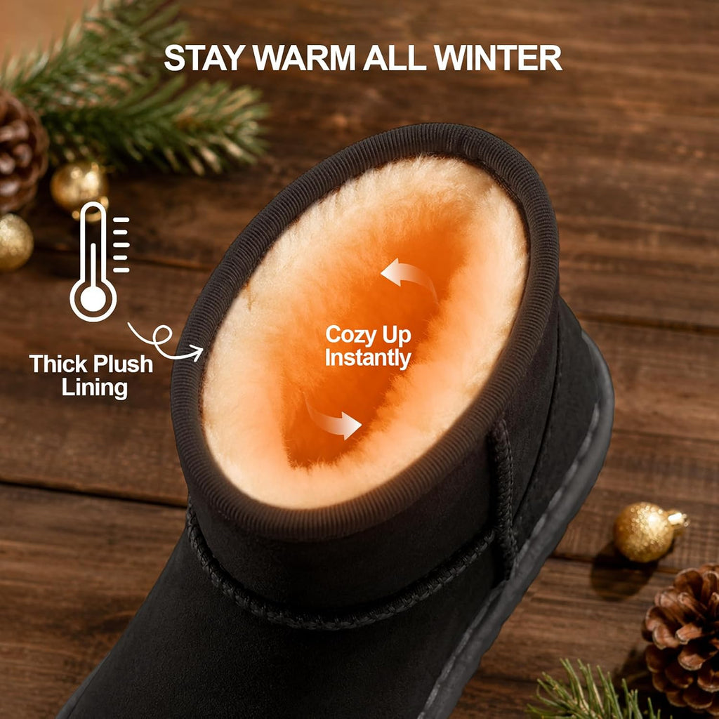 Girls Boots Kids Winter Shoes Warm Short Ankle Snow Booties for Little Big Kids