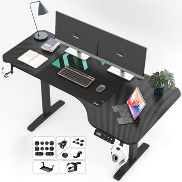 63-Inch Dual Motor L-Shaped Electric Standing Desk, Black