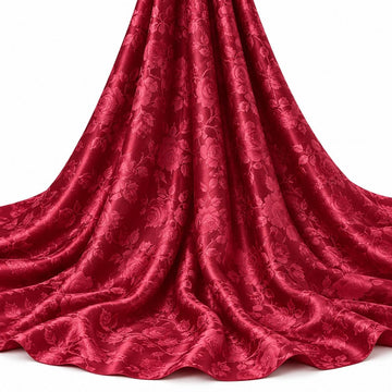 Designz 58" Wide Satin Jacquard Rose Brocade Fabric - 100% Polyester, Ideal for Dresses, Lingerie, and Tablecloths