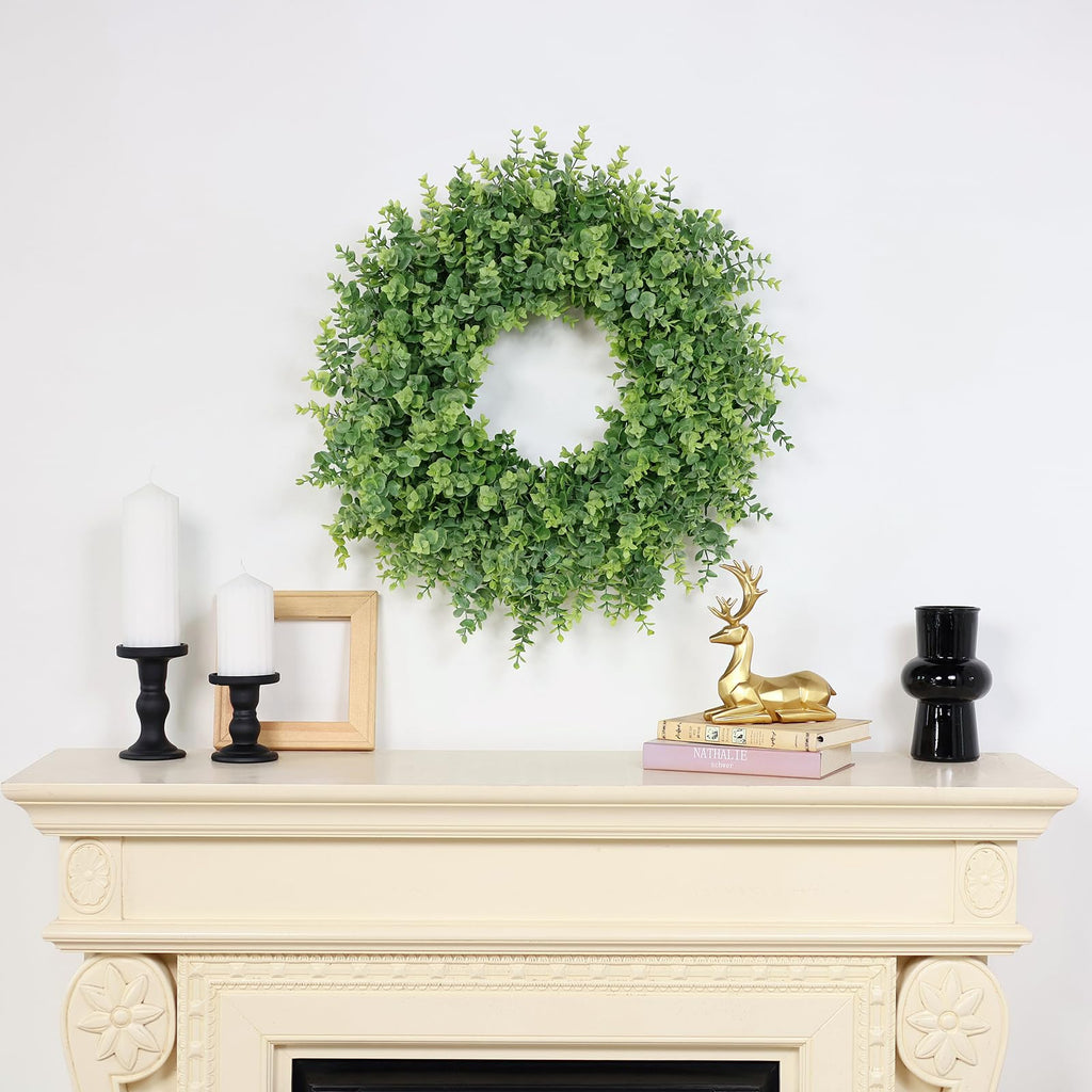 26" Large Artificial Eucalyptus Wreath, for Front Door Decor(Green)