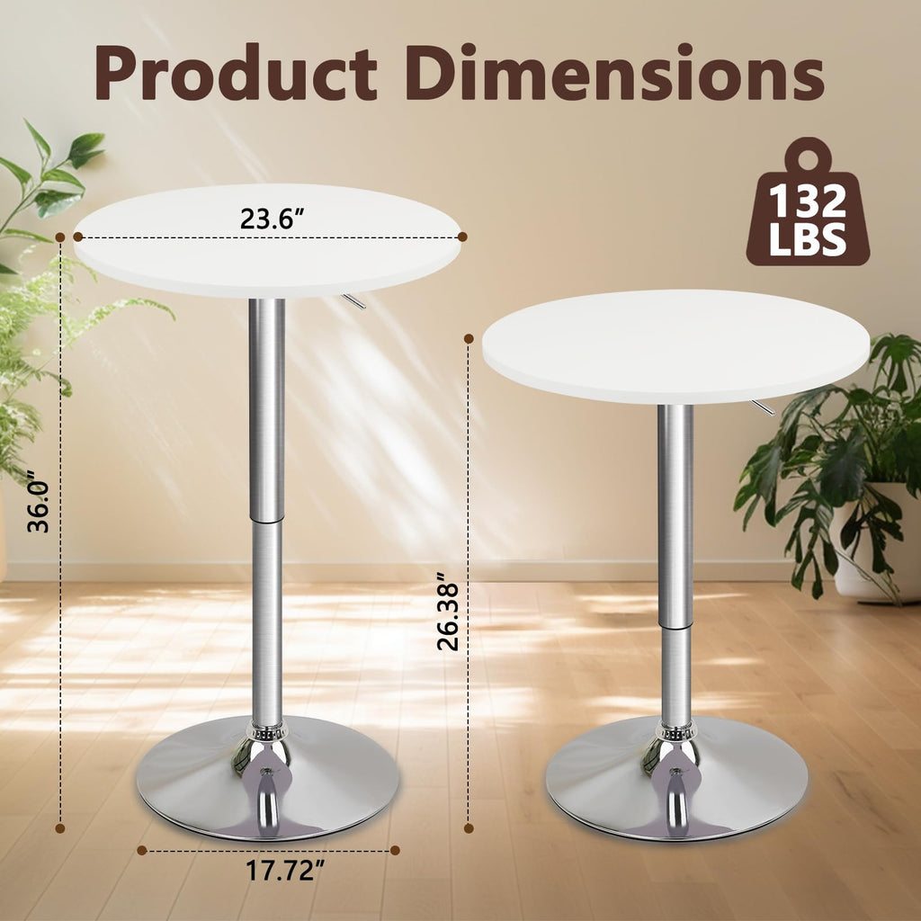 Round Bar Table 10 Pack, Height Adjustable 26"-36" Bistro Pub Table with Metal Base, 360° Swivel High Top Cocktail