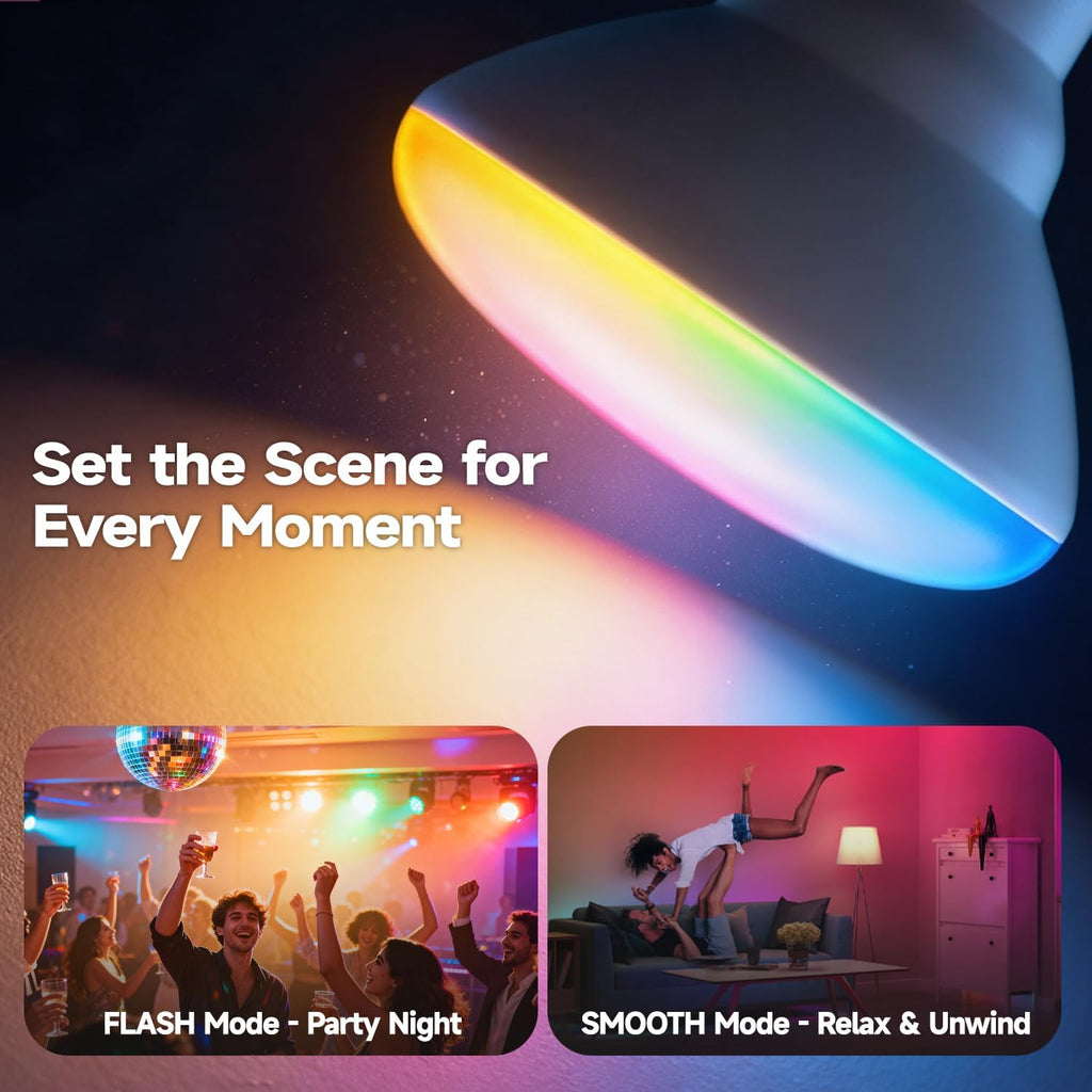 BR30 LED Light Bulbs, Color Changing LED Bulbs with Remote, 2 Pack