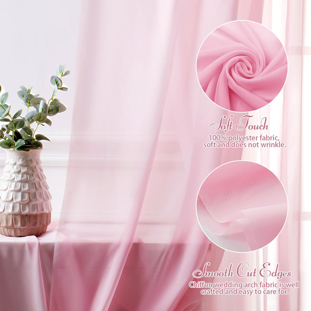 2 Panels Wedding Arch Draping Fabric Pink Sheer Drapes