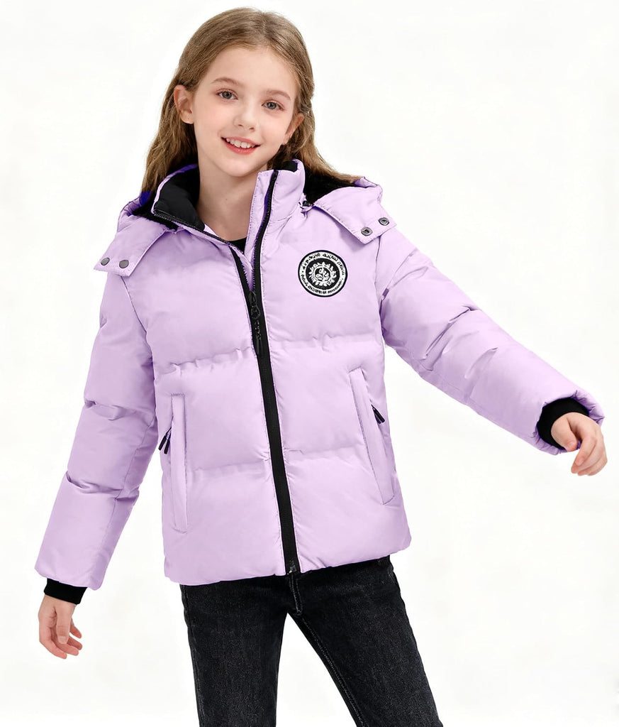 Winter Coat Warm Fleece Thermal Padded Jackets with Detachable Hood Outdoor Puffy Jacket with Zip Pockets