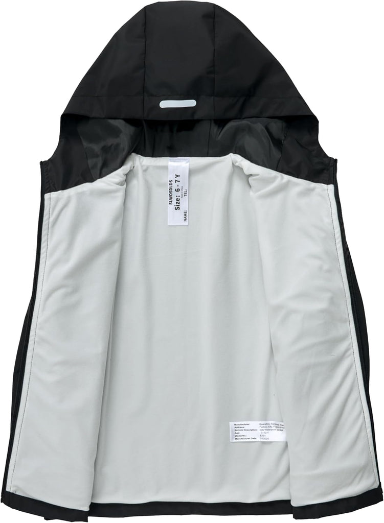 Boys Girls Waterproof Rain Jacket Lightweight Windbreaker Hooded