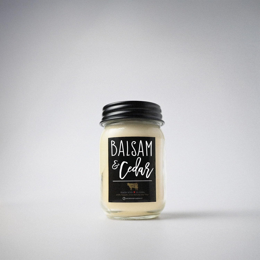 Balsam & Cedar Soy Candle, 13 oz Mason Jar, 65+ Hr Burn