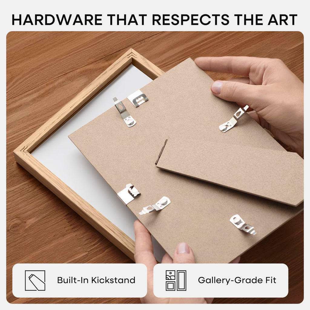 6x9 Natural Oak Picture Frame, High-End Wood, 4x6 Mat, Glass