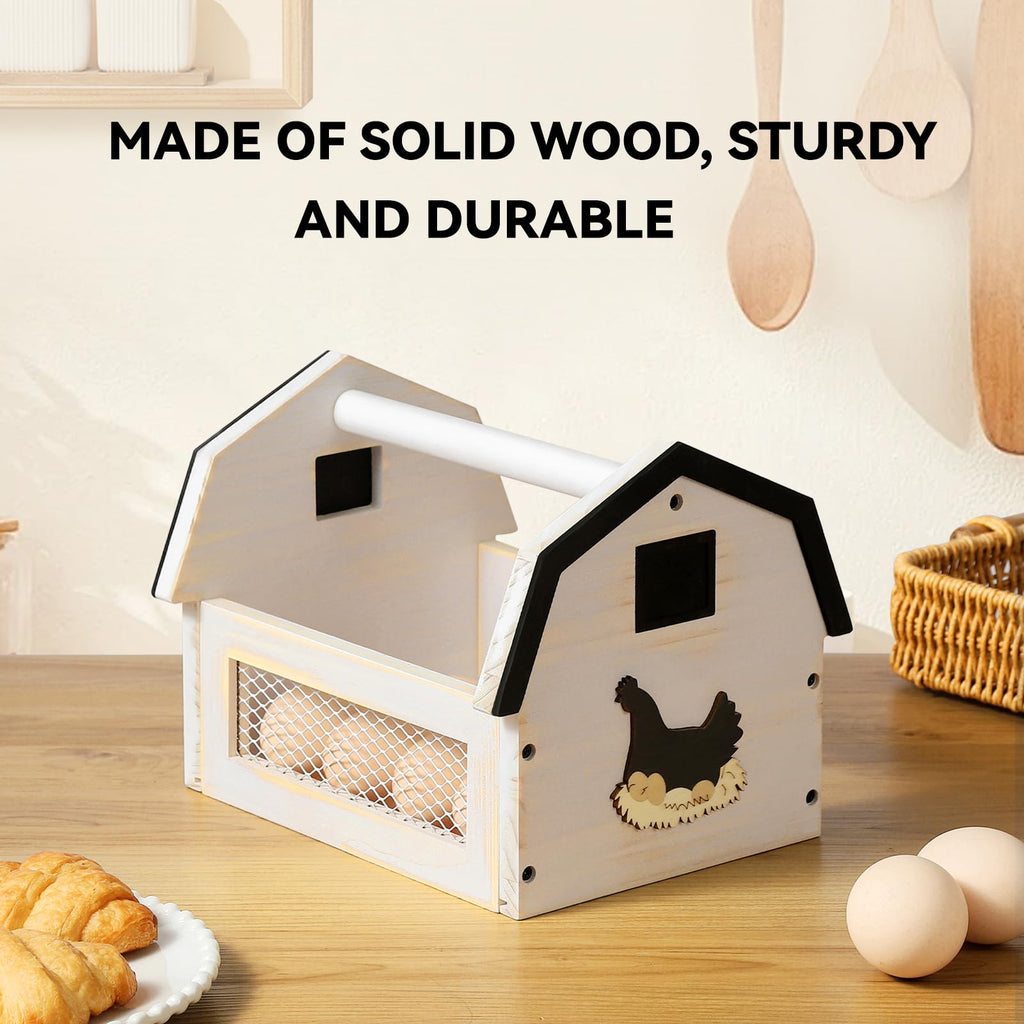 Egg Basket for Gathering Fresh Eggs, Farmhouse Wood Egg Collecting Basket, Egg Basket Countertop.
