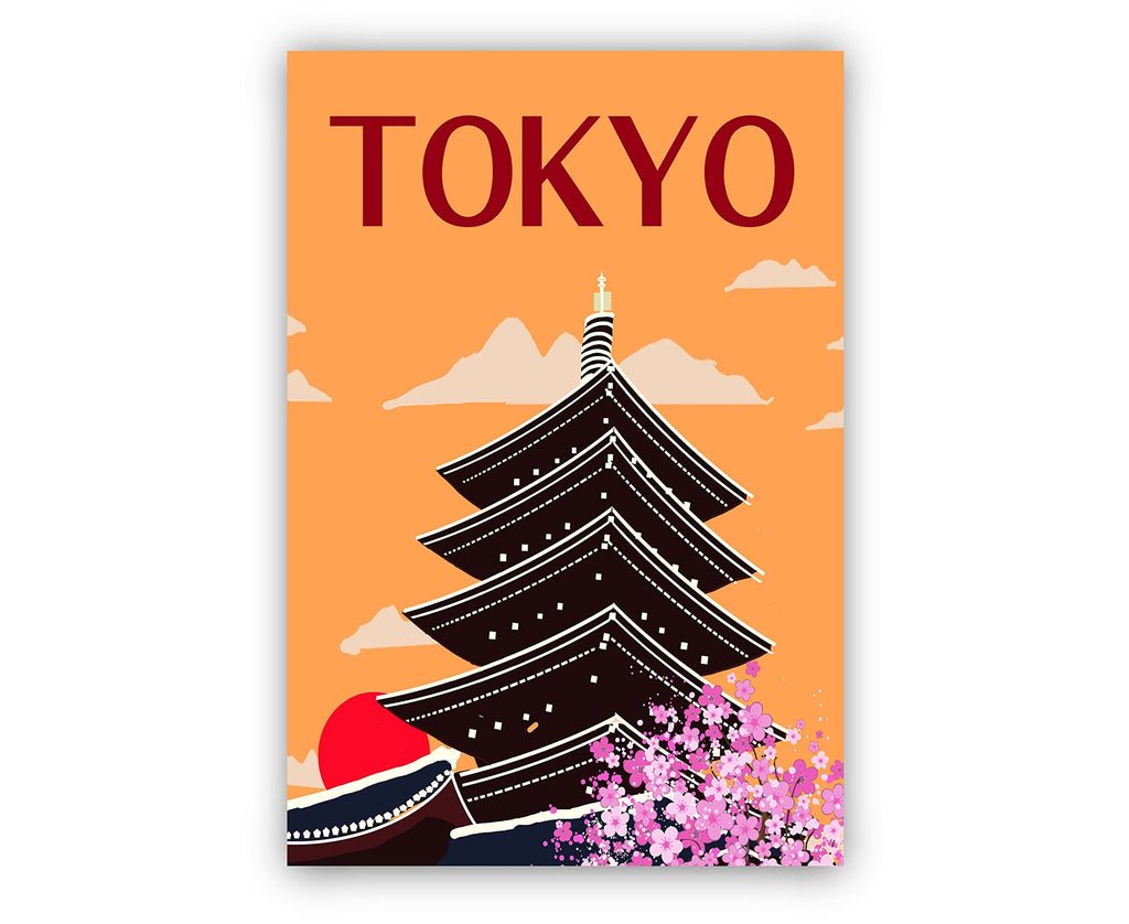 Japan Tokyo Travel Poster, Tokyo Cityscape and Landmark Poster Wall, Home Wall, Office Wall Decor, Posters, Tokyo