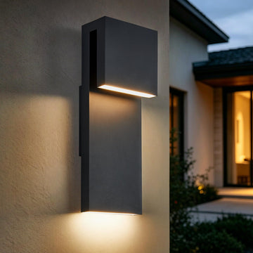 Modern LED Outdoor Wall Sconce 17W Integrated LED Outdoor Wall Mount, Anti Rust Textured Black Suit for Wet Locations