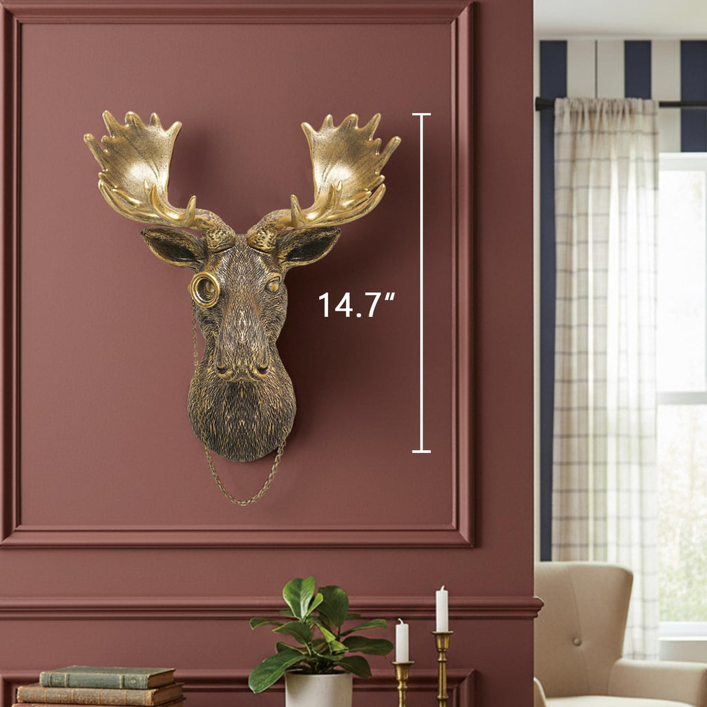Animal Heads Wall Decoration Resin Animals Sculptures Head Wall Hanging Decor Gold vintage Wall Sculpture Bedroom