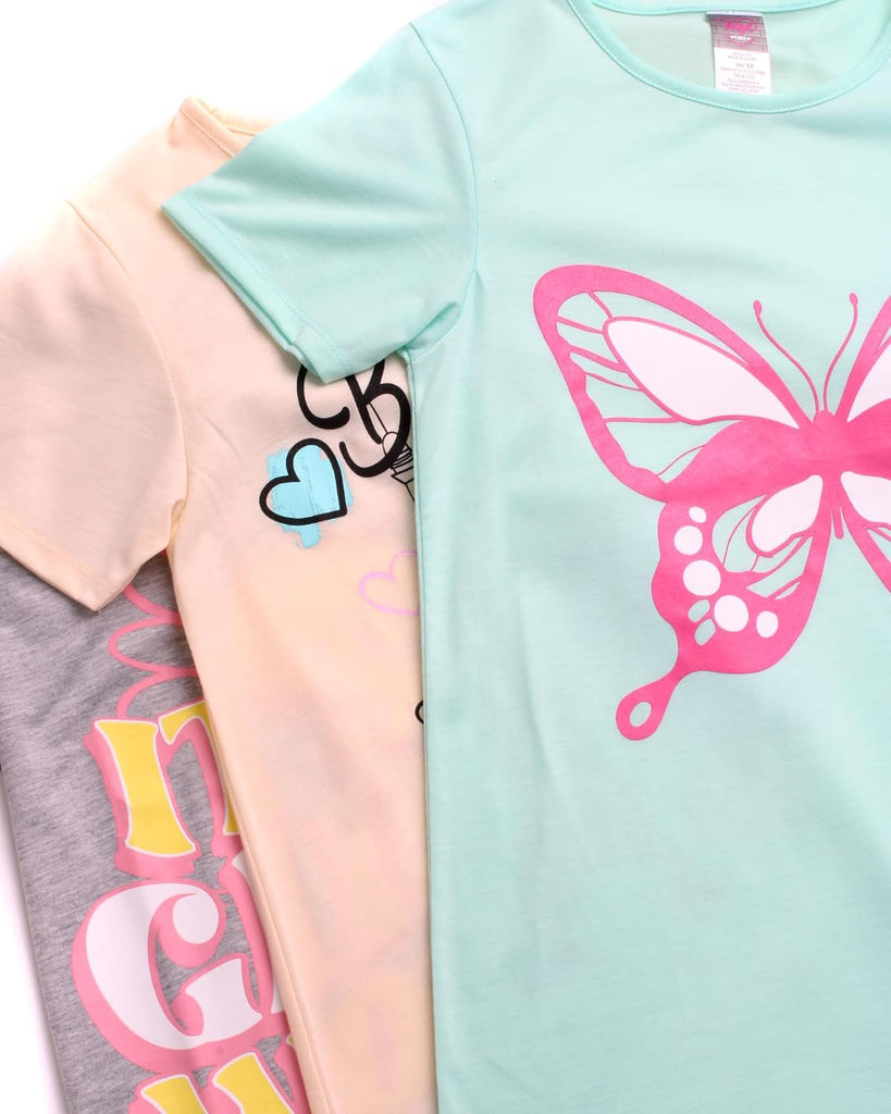 Girls Nightgowns - 3 Pack Soft Short Sleeve Nightgown Girls Pajamas - Cozy Cute Sleep Dress Pajamas