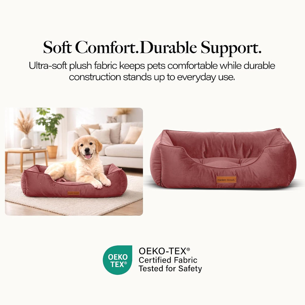 Luxury Dog Bed - Comfortable Tufted Velvet Cushion for Small to Large Dogs - Machine Washable - Durable & Cute Sleep