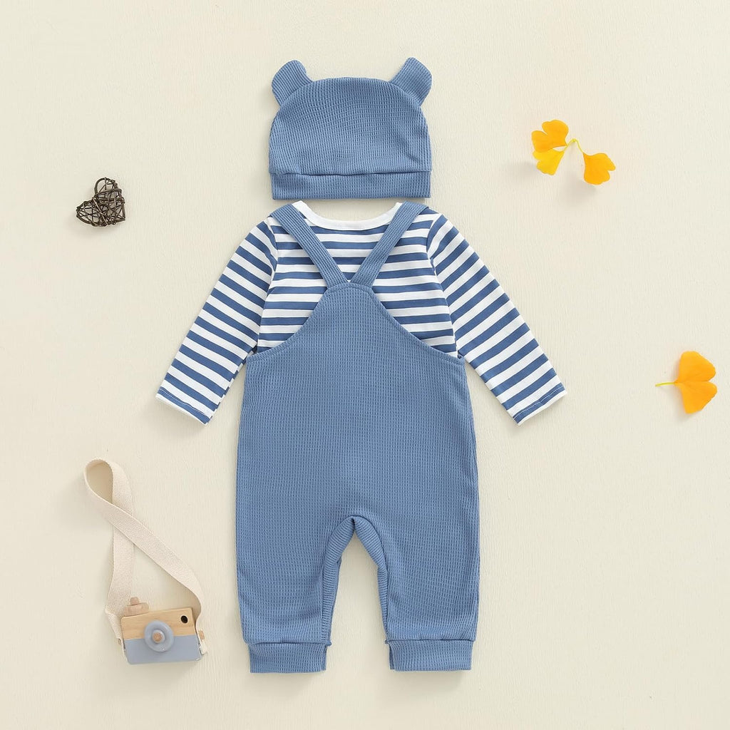 Baby Boy Long Sleeve Bodysuit Overalls Outfit Infant Clothes Set