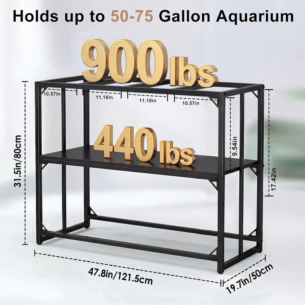 Fish Tank Stand, 50-75 Gallon Heavy Duty Metal Aquarium Stands, Reptile Tank, Turtle Tank, Breeder Tank Stand, 900LBS