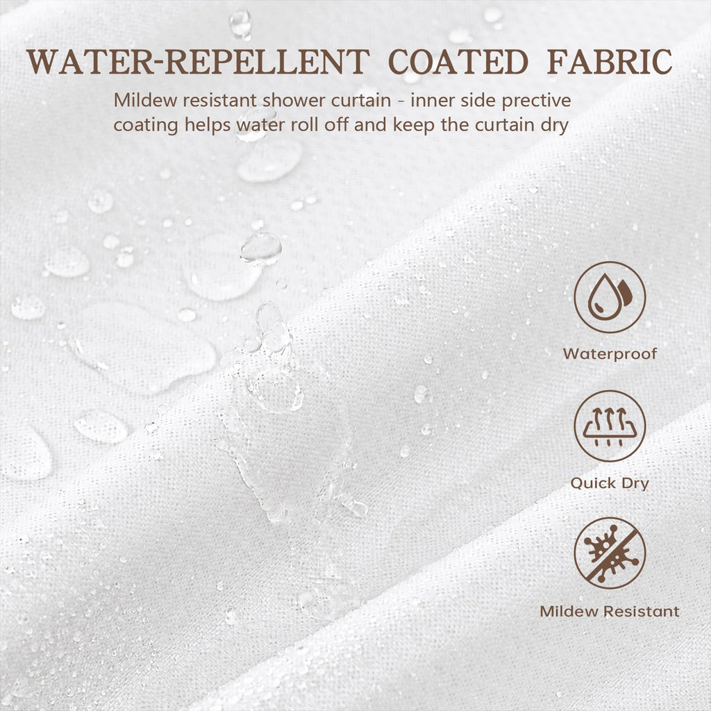Scalloped No Hook White Linen Boho Waterproof 96x75