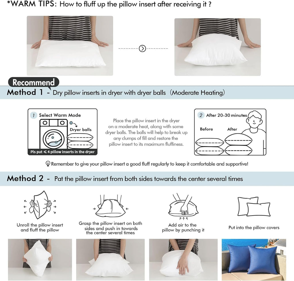 18x18 Inch Outdoor Pillow Inserts - Set of 2