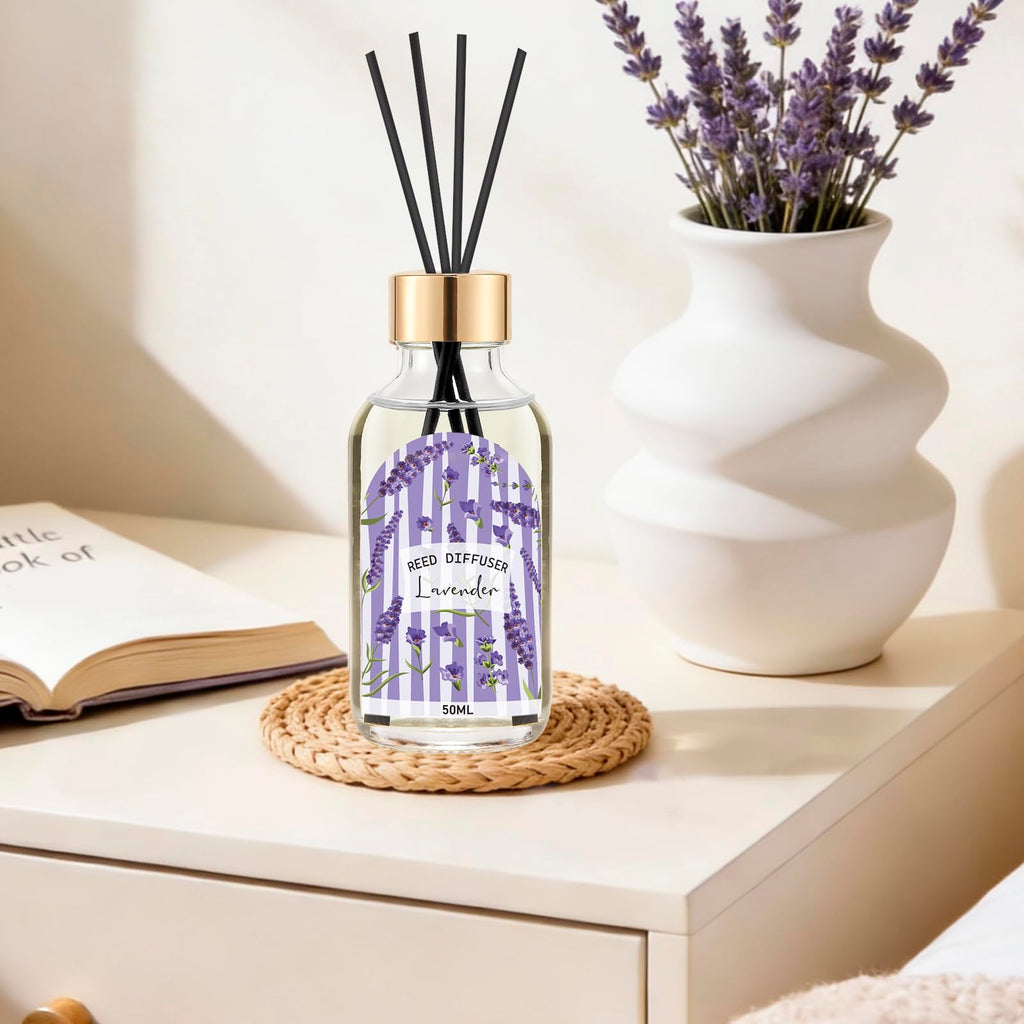 Reed Diffuser Set of 3 - Linen Lavender Jasmine Oil Diffuser with 15 Sticks, Reed Diffusers Bathroom Shelf Air