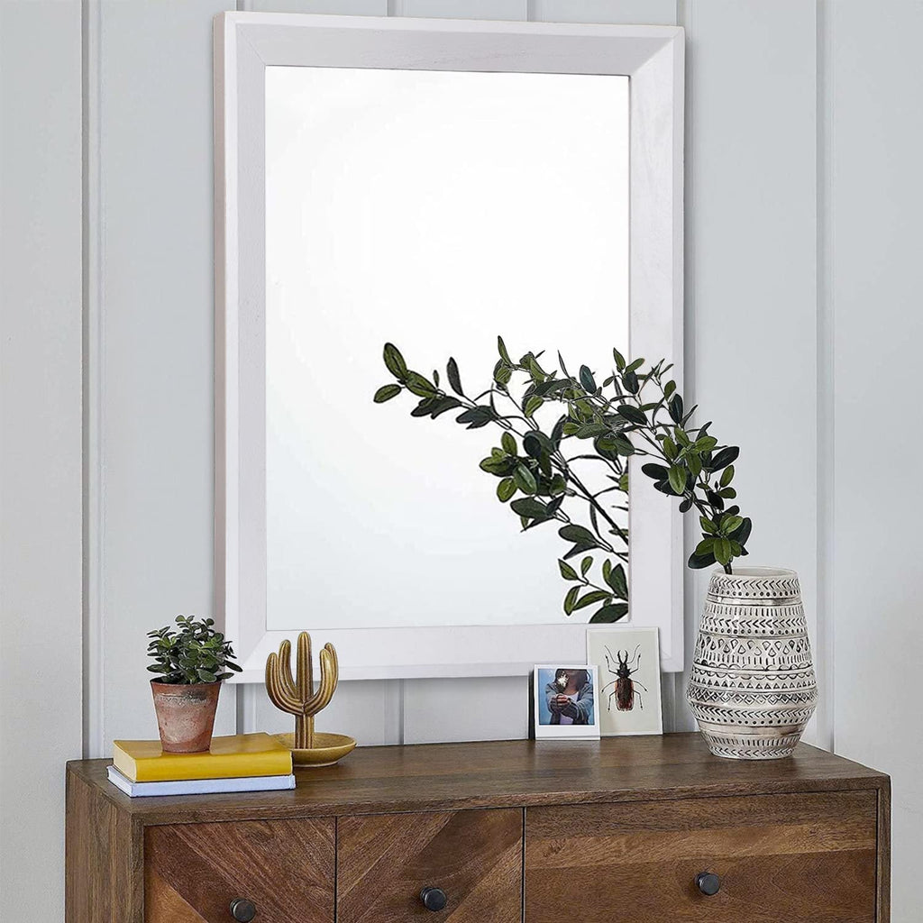 Rectangular Wall Mirror Decorative Wood Framed Mirrors Large 26"x18" for Farmhouse Bedroom Bathroom Living Room