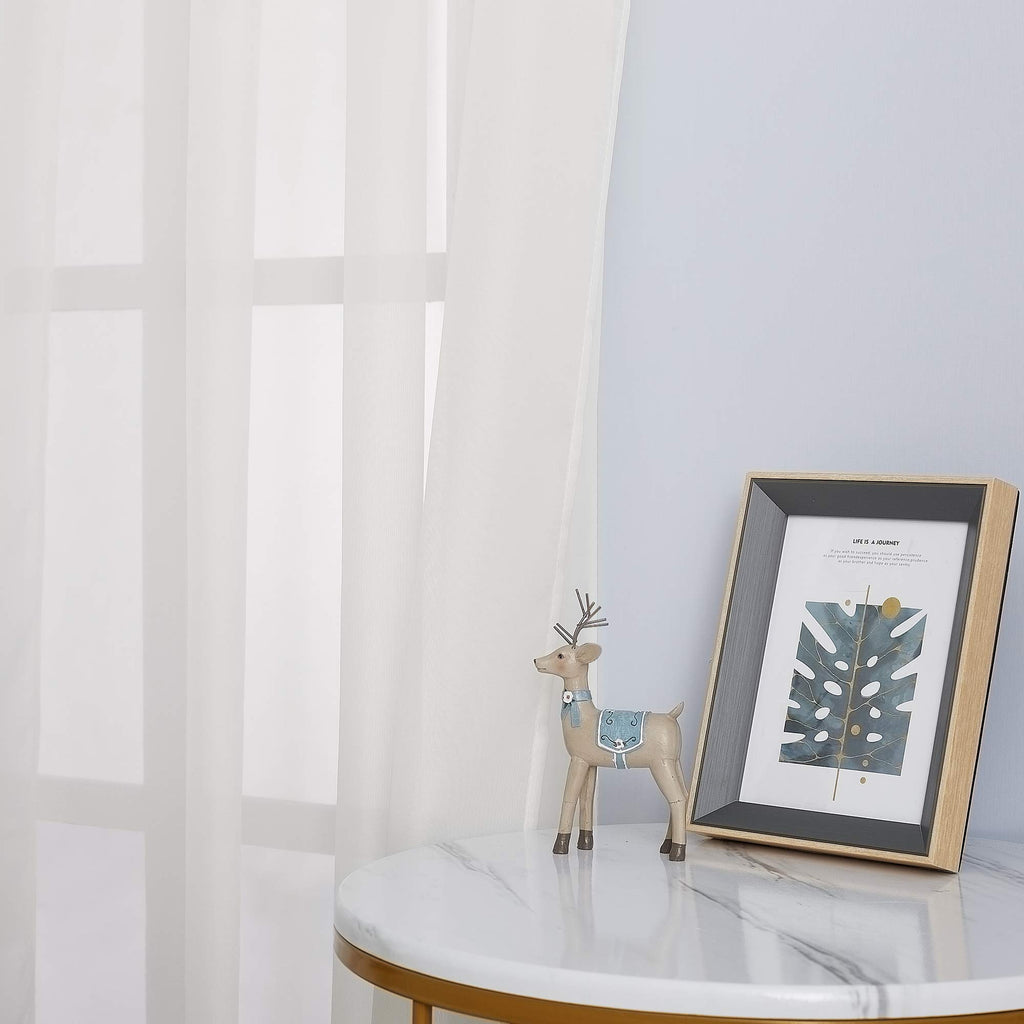 Living Room Window Curtains Sheer Textured Extra 108" Long, Grommet Casual Voile Sheer Airy Window Treatments for