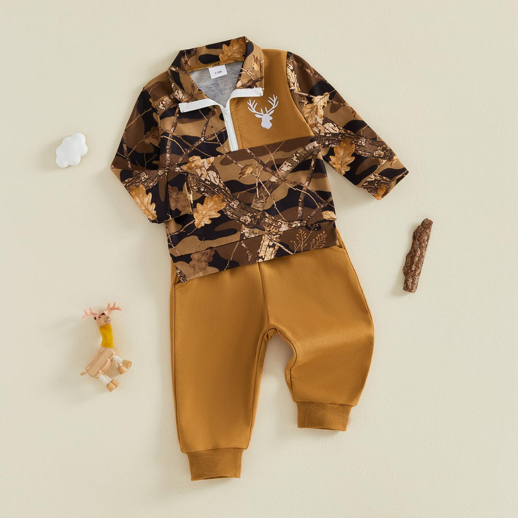 Baby Boy Hunting Outfit Deer Sweatshirt Pants Set