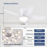 Ceiling Fans with Lights-36 Low Profile Ceiling Fan with Light and Remote/APP Control,Flush Mount,DC Reversible,LED Dimmable Modern Ceiling Fans for Bedroom,Indoor/Outdoor Patio Use(White) A101-B0CZHLG361