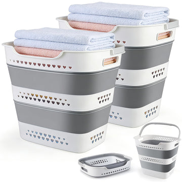 Collapsible Laundry Baskets 42L 2 Pack Pop Up Clothes Hamper for Laundry