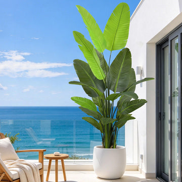 7FT Artificial Bird of Paradise Tree, 84 Inch Tall Faux Tropical Floor Plant with 22 Lifelike Leaves, Large Fake