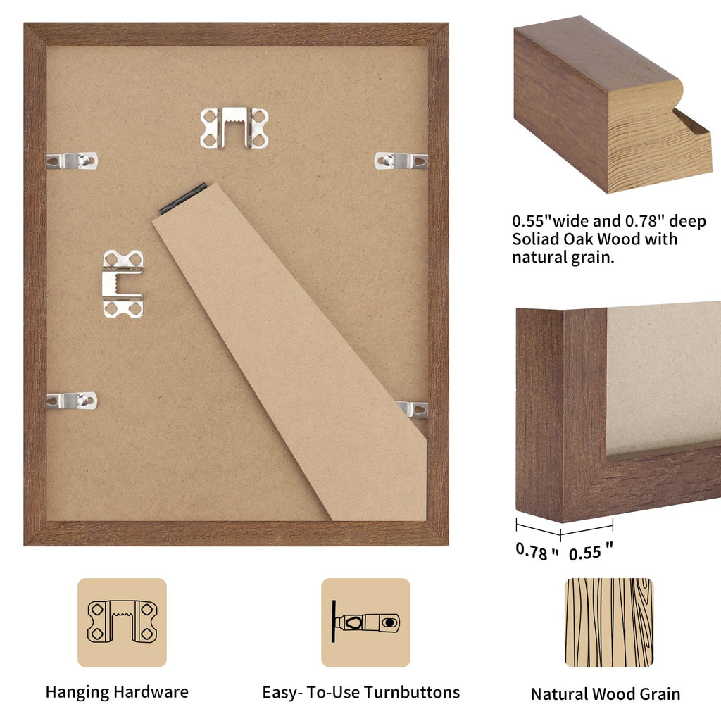 4x6 Solid Oak Wood Picture Frames, Walnut, 3 Pack
