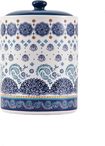 Blue Talavera Ceramic Air Tight 9 inch Cookie jar, for holding coffee, powder, tea, spices, Microwave and Dishwasher