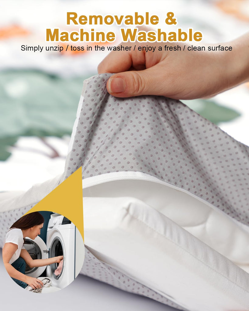 Premium Foam Baby Play Mat 50" x 50" - Removable & Machine Washable Cover, Extra Thick Padding Playpen Mat, Non-Slip