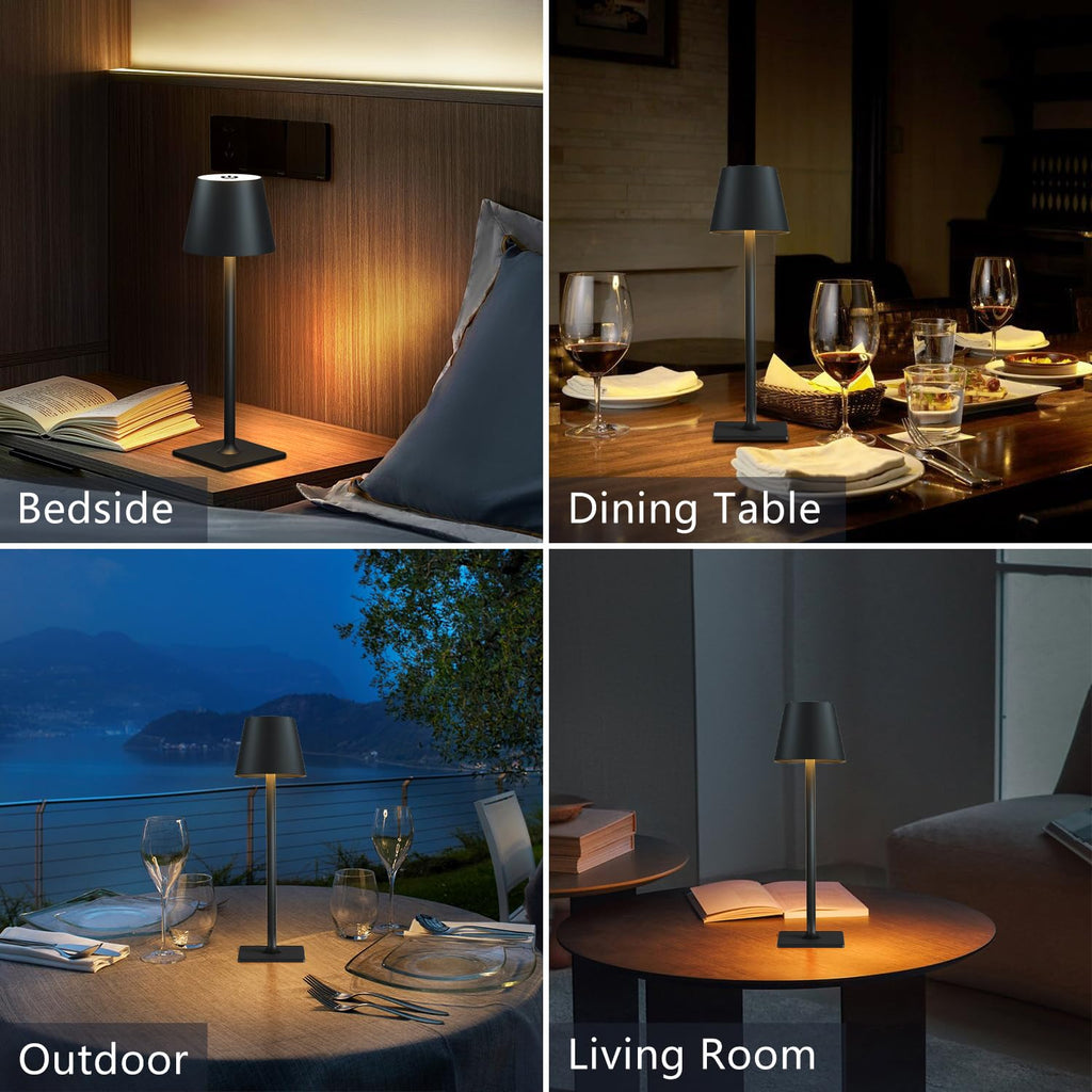 Cordless Table Lamp Rechargeable Black 4 Pack Battery Operated