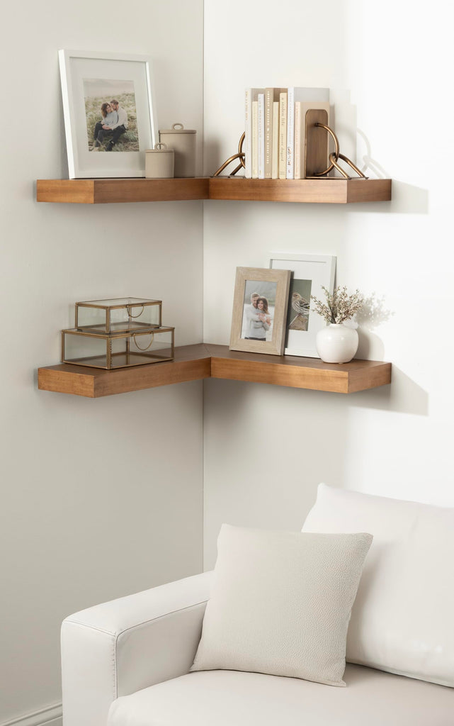 Havlock 26 Inch Modern Two-Piece Corner Shelves Set