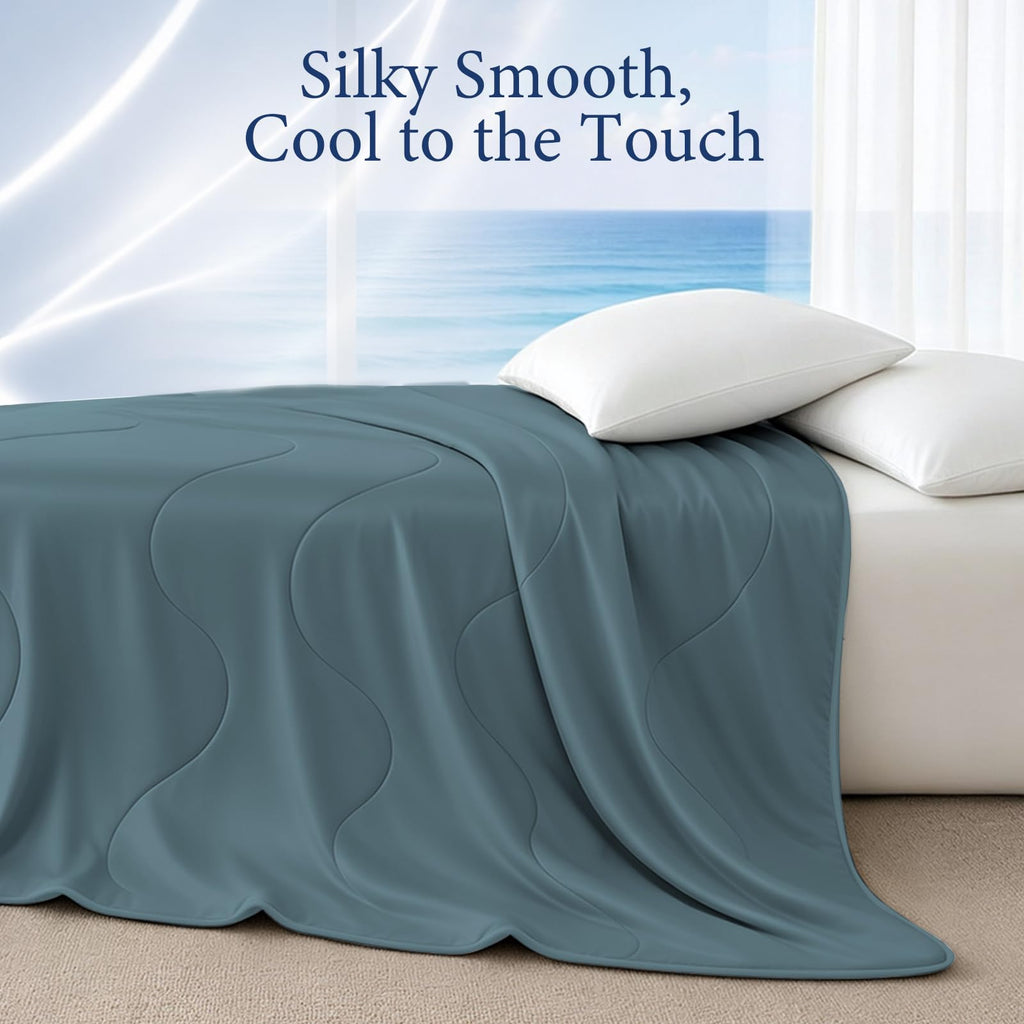 Cooling Comforter for Hot Sleepers, Queen 90x90, Blue-Gray
