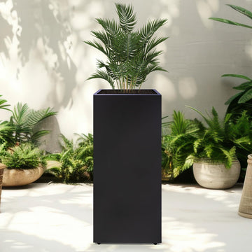 Metal Planter Box Rectangular Block -30 ×12×12IN No Installation Required Galvanized Steel Tall Box Planter Modern