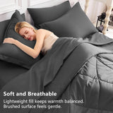 Queen Comforter Set Dark Grey - Bed in a Bag Queen 7 Pieces, Luxury Soft Bed Set for All Seasons