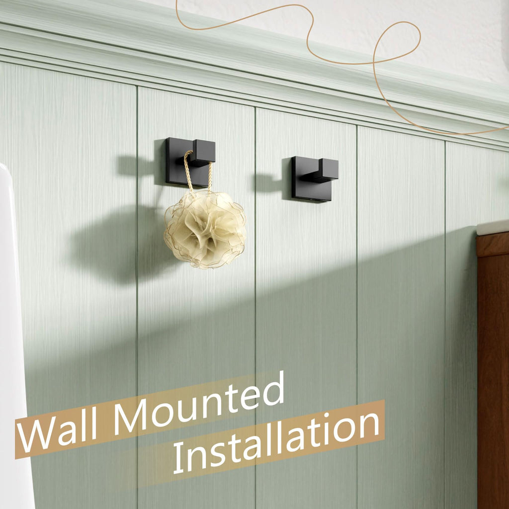 Bath Towel Hook Wall Mount Square Robe Hook Coat Hook, Bathroom Kitchen Garage Heavy Duty Wall Mounted, SUS 304