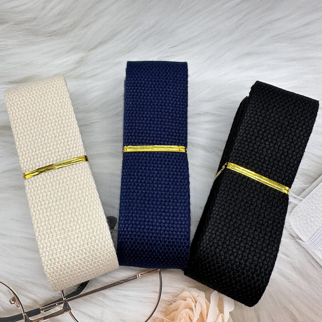 Cotton Webbing 1.5 Inch 3 Colors 9 Yards, 60% Polyester 40% Cotton, Soft, Breathable, Odorless, Ideal for Crafts