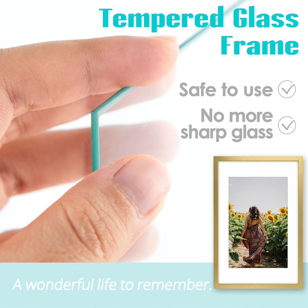 2 Pack 16x24 Gold Picture Frame with Real Glass Mat for 12x18