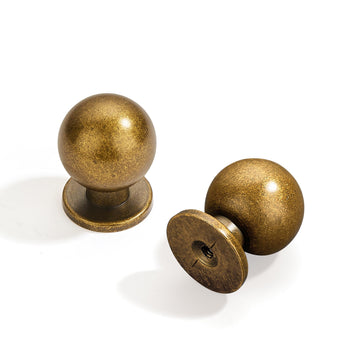 5 Pack 1 Inch (25mm) Diameter Round Solid Vintage Antique Brass Cabinet Knobs,Cabinet Pulls Knobs for Cabinets