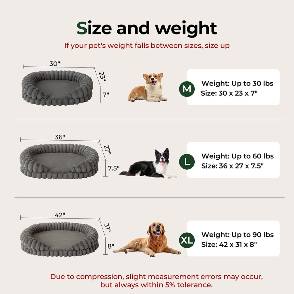 Calming Dog Bed for Medium Sized Dogs, Oval Washable Pet Bed with Sides, Orthopedic Pet Couch Sofa