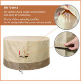 Round 44 Inch Fire Pit Cover - Waterproof 600D Heavy Duty - Fits 40-44 Inch Outdoor Fire Pit Tables - Beige