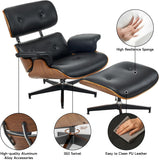 Modern Reading Chair and Ottoman — PU Leather