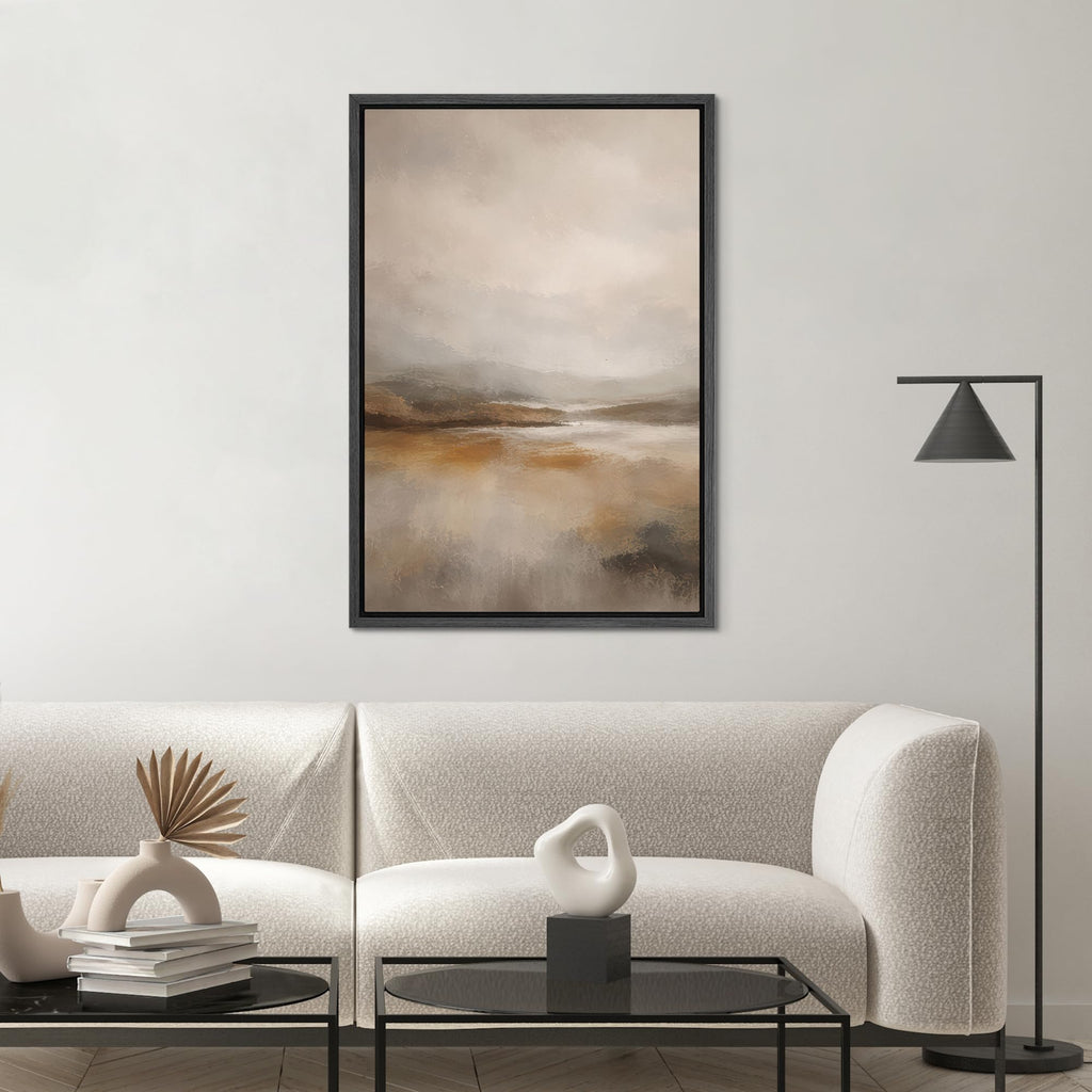 Framed Canvas Print Wall Art Soft Neutral Abstract Landscape Minimal Earth Tone Illustrations Modern Art Minimal