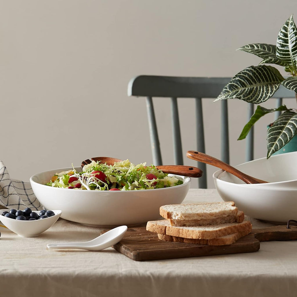 11.5" Large Serving Bowls, 3.2 Qt White Serving Platter, Big Ceramic Centerpiece Bowls, Microwave & Dishwasher Safe