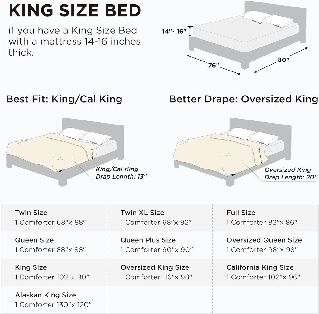 Comforter Duvet Insert - Quilted Comforters King, All Season Duvet, GentleSoft Down Alternative Bedding Blanket