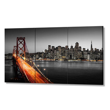 San Francisco Wall Bay Bridge Wall Decor California Skyline Poster Modern Urban Picture 3 Panels Canvas Print