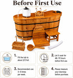 47" Cedar Wood Japanese Soaking Tub - Adult Wooden Bathtub with Steam Package & Accessories