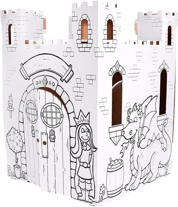 Playhouse Cardboard Fairy Tale Castle - Kids Color & Draw Fort